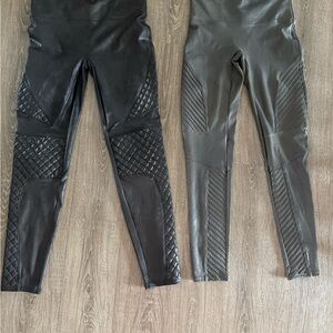 Set of (2) Spanx Faux Leather Moto Leggings